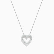 The Pave Classica 14K White Gold White Diamond Heart Pendant (0.98 TCW) is a delicate necklace, shown against a plain white background.
