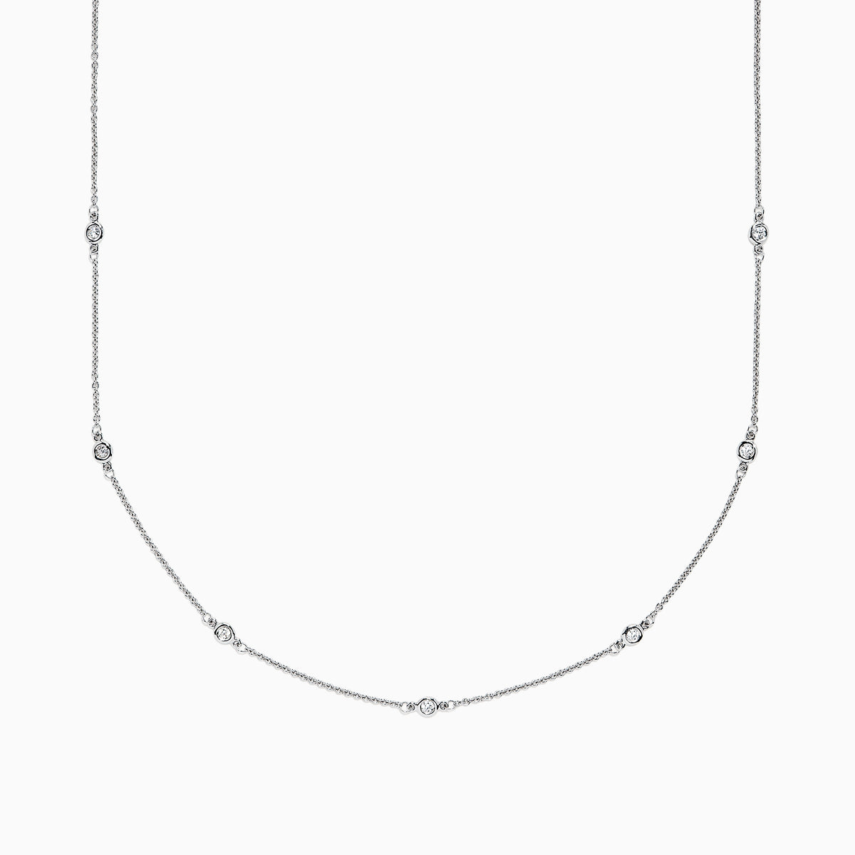 14K White Gold 18" Diamond Station Necklace 0.21 TCW