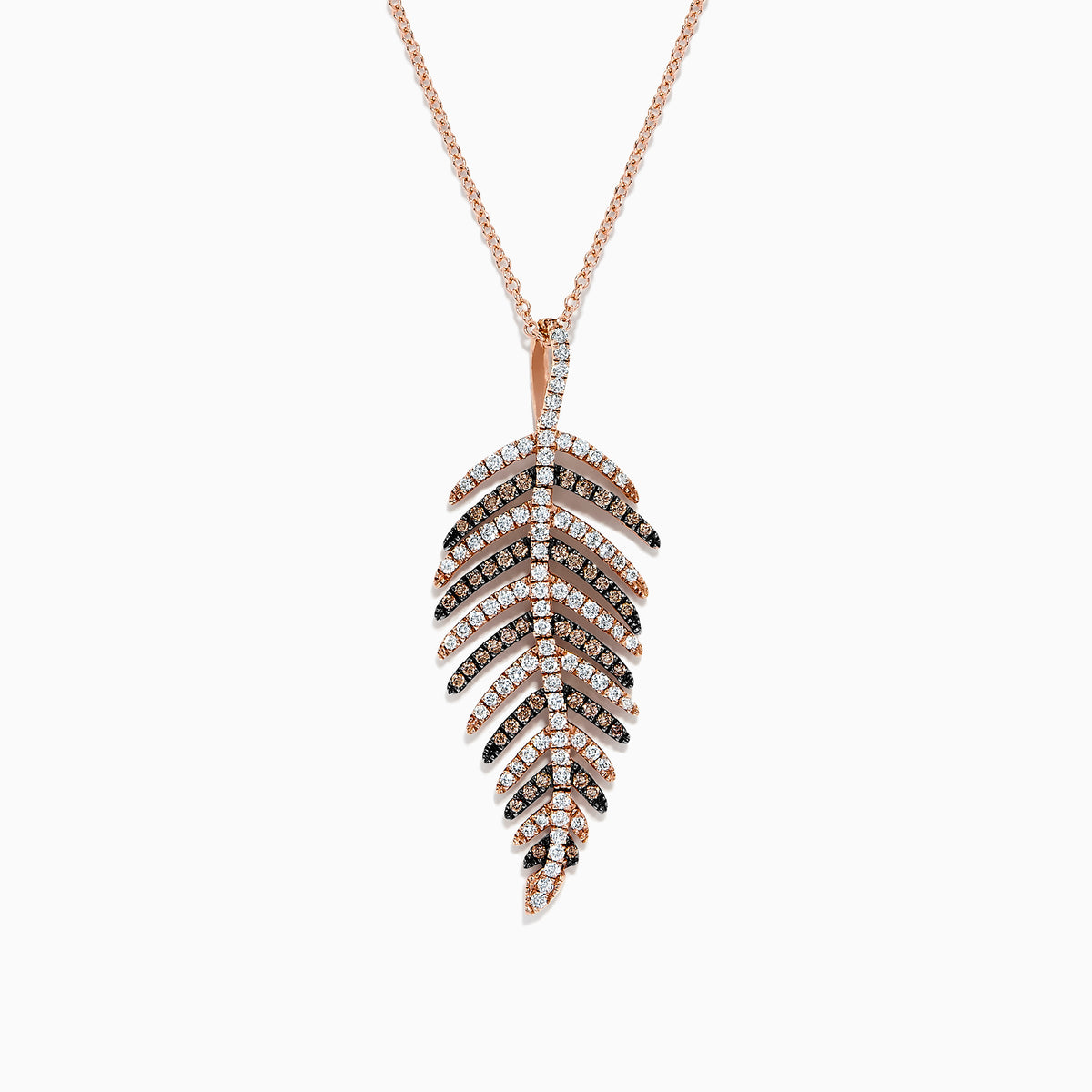 14K Rose Gold Brown White Diamond Pendant 0.89 TCW