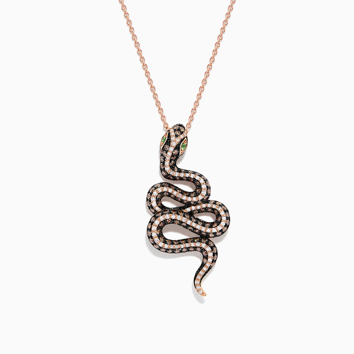 Safari 14K Rose Gold Diamond Tsavorite Snake Pendant 1.41 TCW