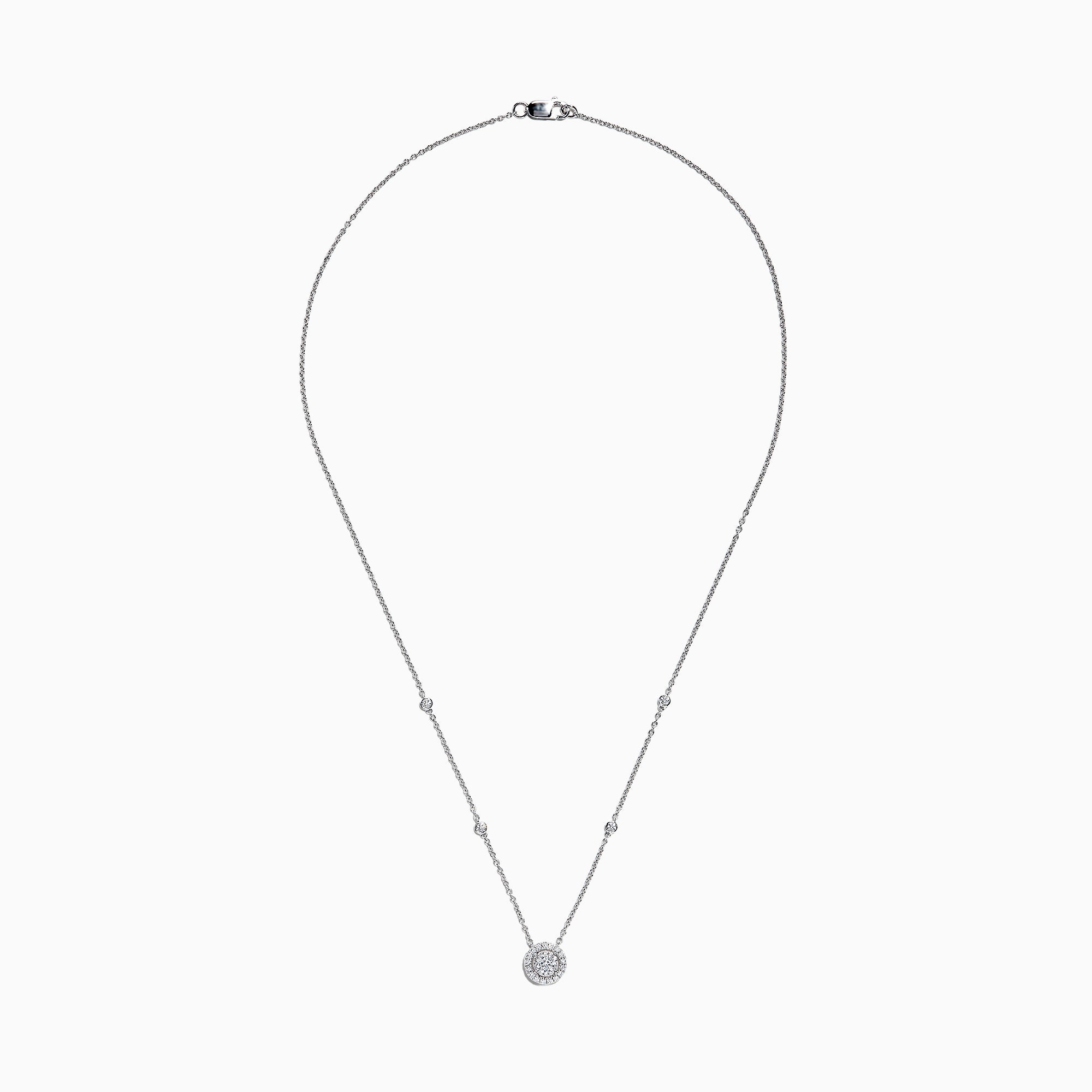 Effy Pave Classica 14K White Gold Diamond Halo Necklace, 0.54 TCW