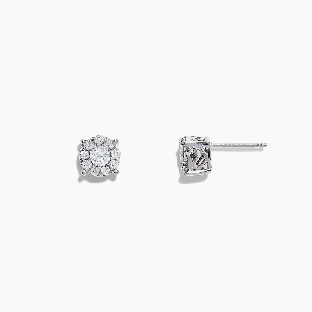 Bouquet 14K White Gold Diamond Cluster Stud Earrings, 0.50 TCW, shown on a plain white background.