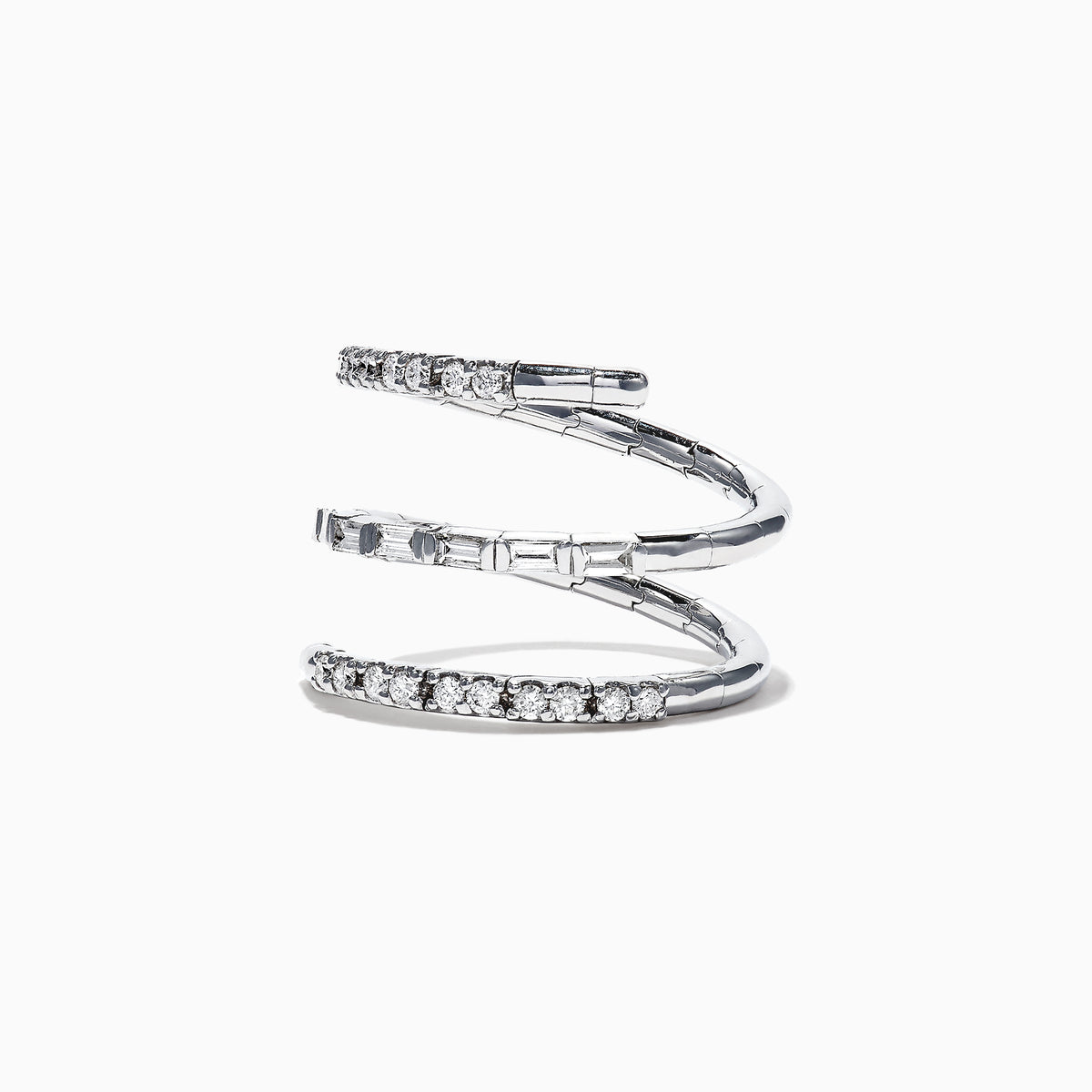 The Classique 14K White Gold Diamond Wrap Ring, 0.52 TCW, features sparkling diamonds along its elegant curves, showcased on a plain white background.