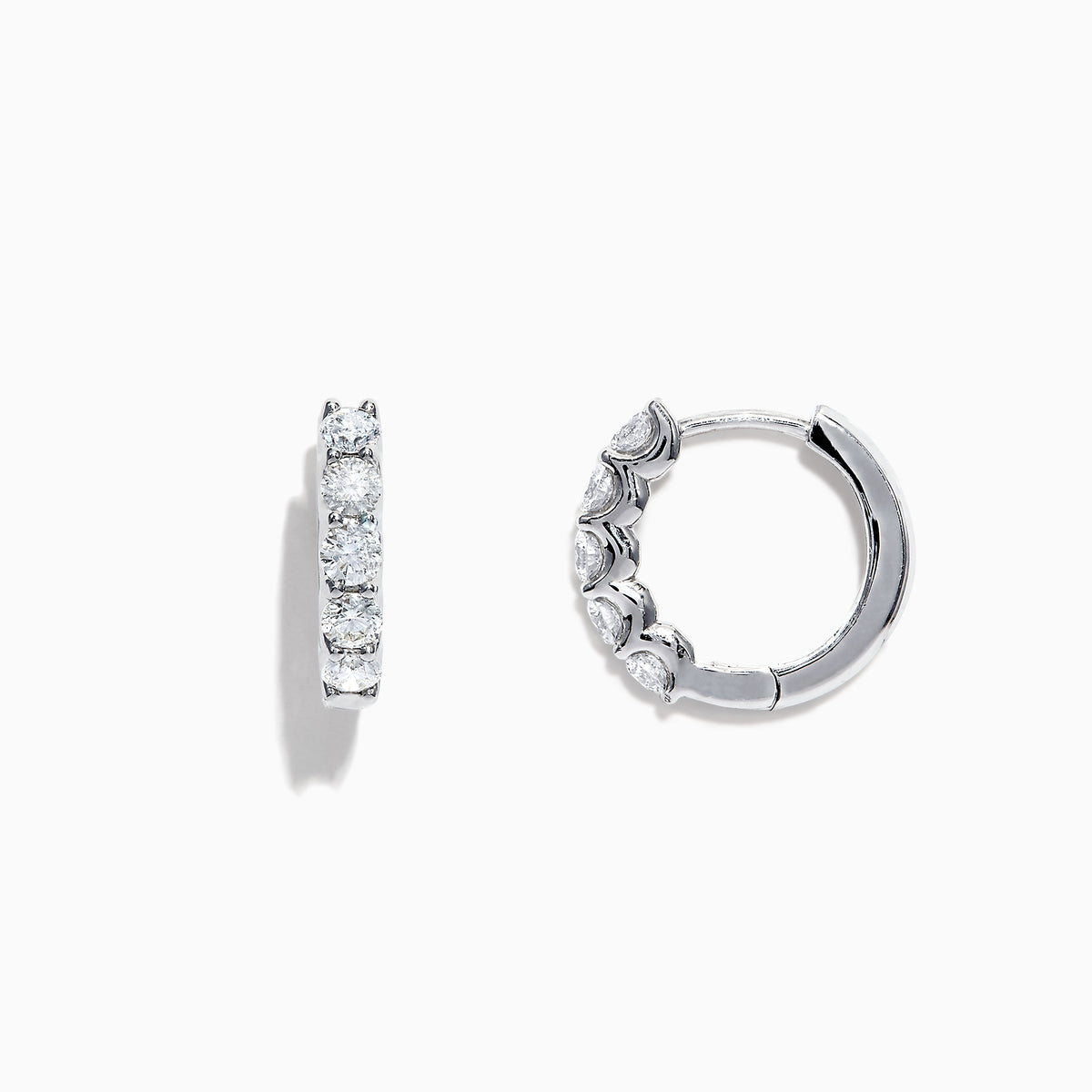 A pair of Pave Classica 14K White Gold 5/8 Diamond Hoop Earrings, 0.98 TCW, shown on a plain white background.