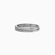 The Pave Classica 14K White Gold Diamond Band Set, 0.36 TCW, showcases two rows of brilliant pave-set diamonds on gleaming white gold, elegantly displayed against a plain white background.
