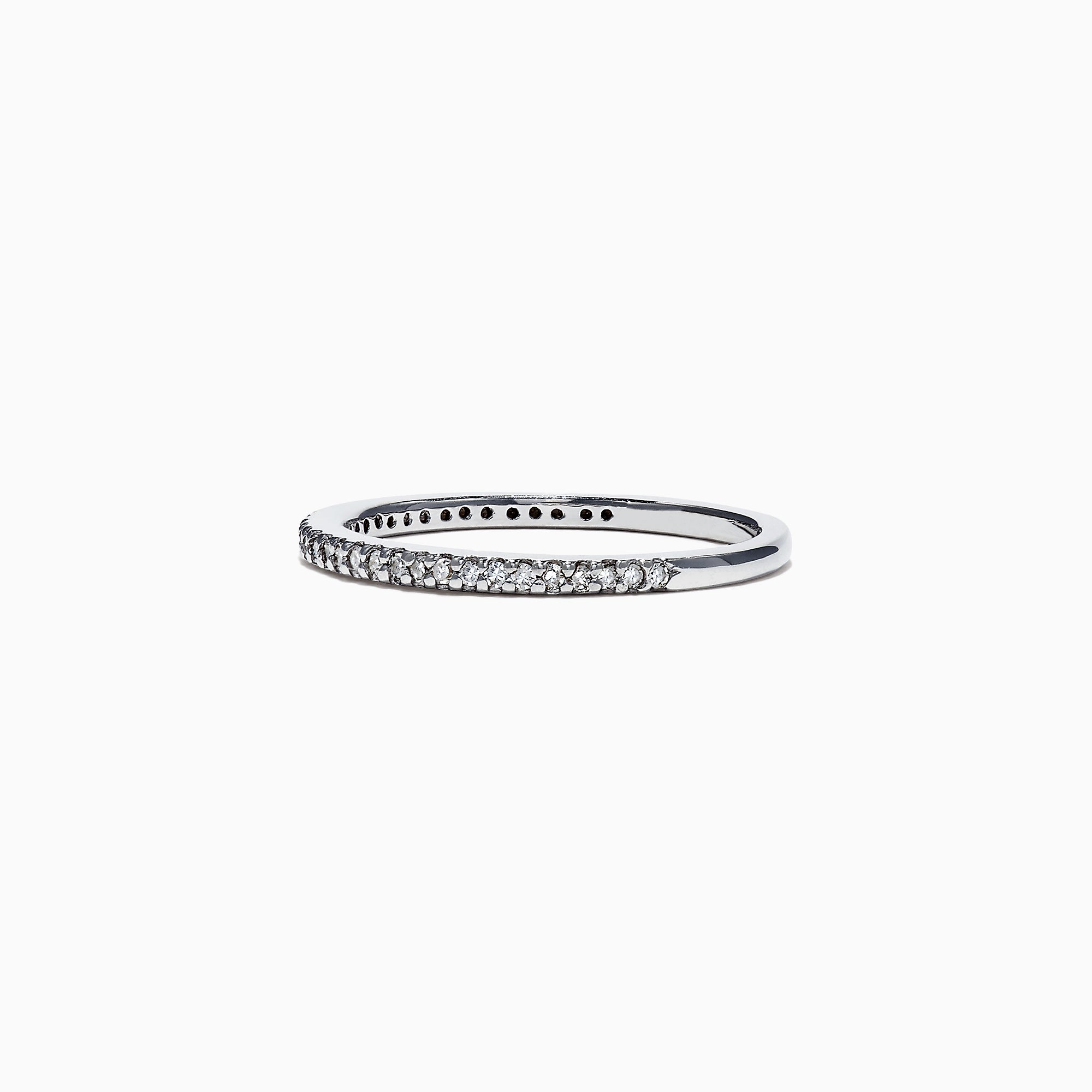 The Pave Classica 14K White Gold Diamond Band Set, 0.36 TCW, showcases two rows of brilliant pave-set diamonds on gleaming white gold, elegantly displayed against a plain white background.