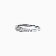 The Pave Classica 14K White Gold Two Row Pave Diamond Band features two rows of sparkling diamonds, 0.37 TCW, set closely together around the top half of the band.