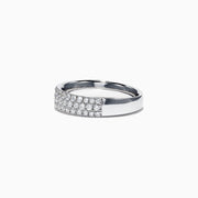 The Pave Classica 14K White Gold Three Row Pave Diamond Band, 0.84 TCW, features multiple rows of sparkling diamonds set in sleek white gold and is displayed against a plain white background.