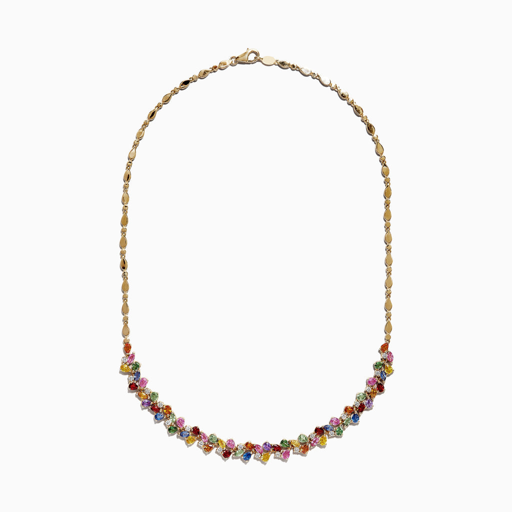 Effy Watercolors 14K Gold Multi Sapphire & Diamond Necklace, 12.94 TCW ...