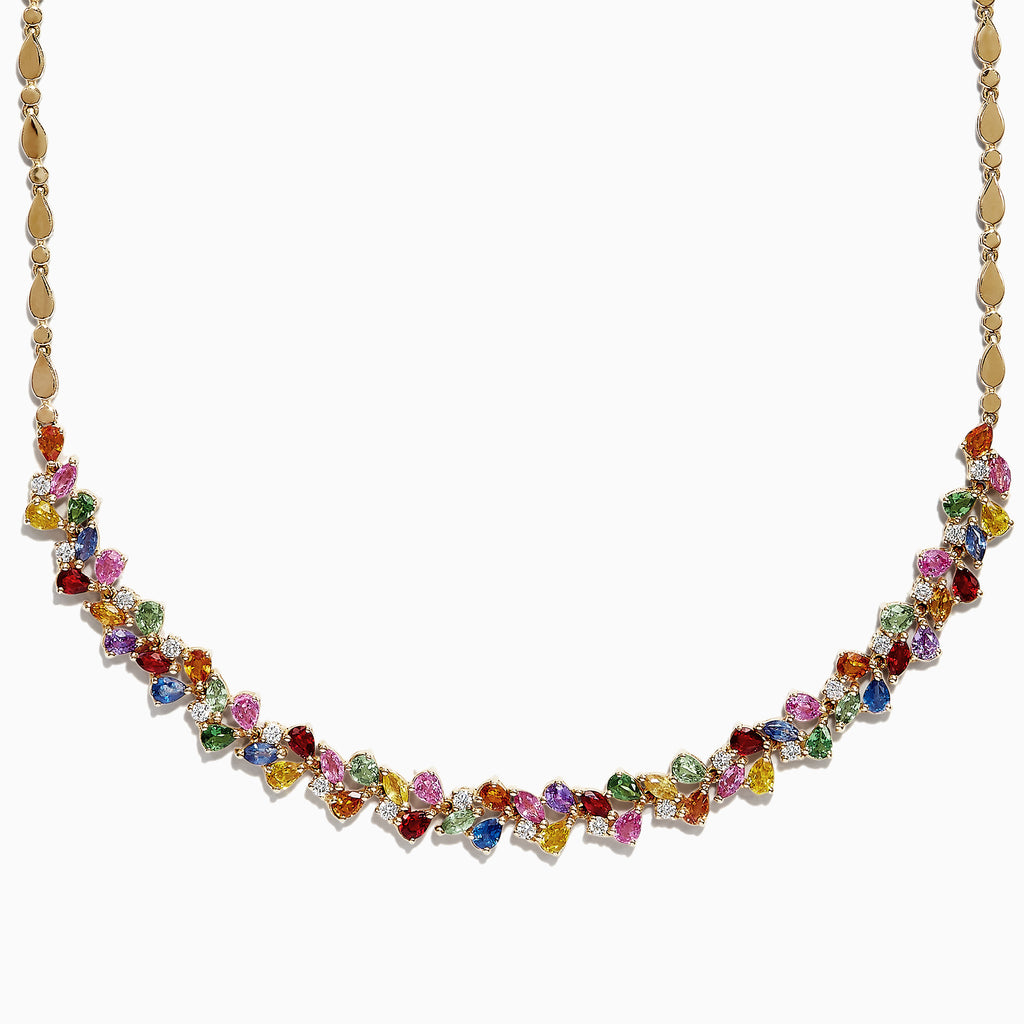 Effy Watercolors 14K Gold Multi Sapphire & Diamond Necklace, 12.94 TCW