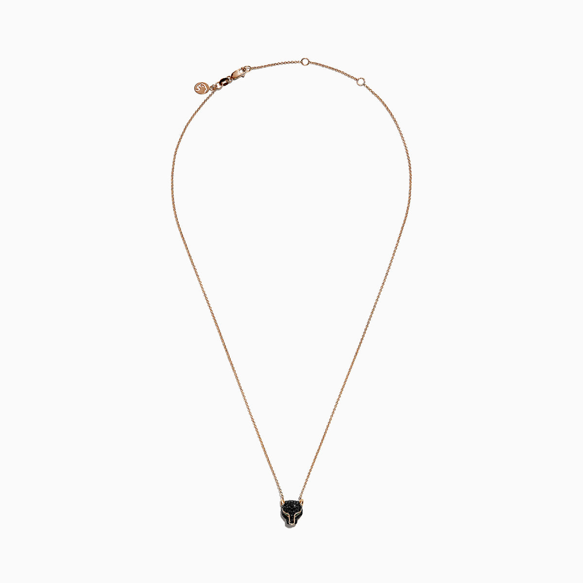 The Signature 14K Rose Gold Black Diamond & Emerald Necklace, 0.61 TCW, features a panther’s head pendant with black diamonds and emeralds—an elegant and striking piece for any jewelry collection.