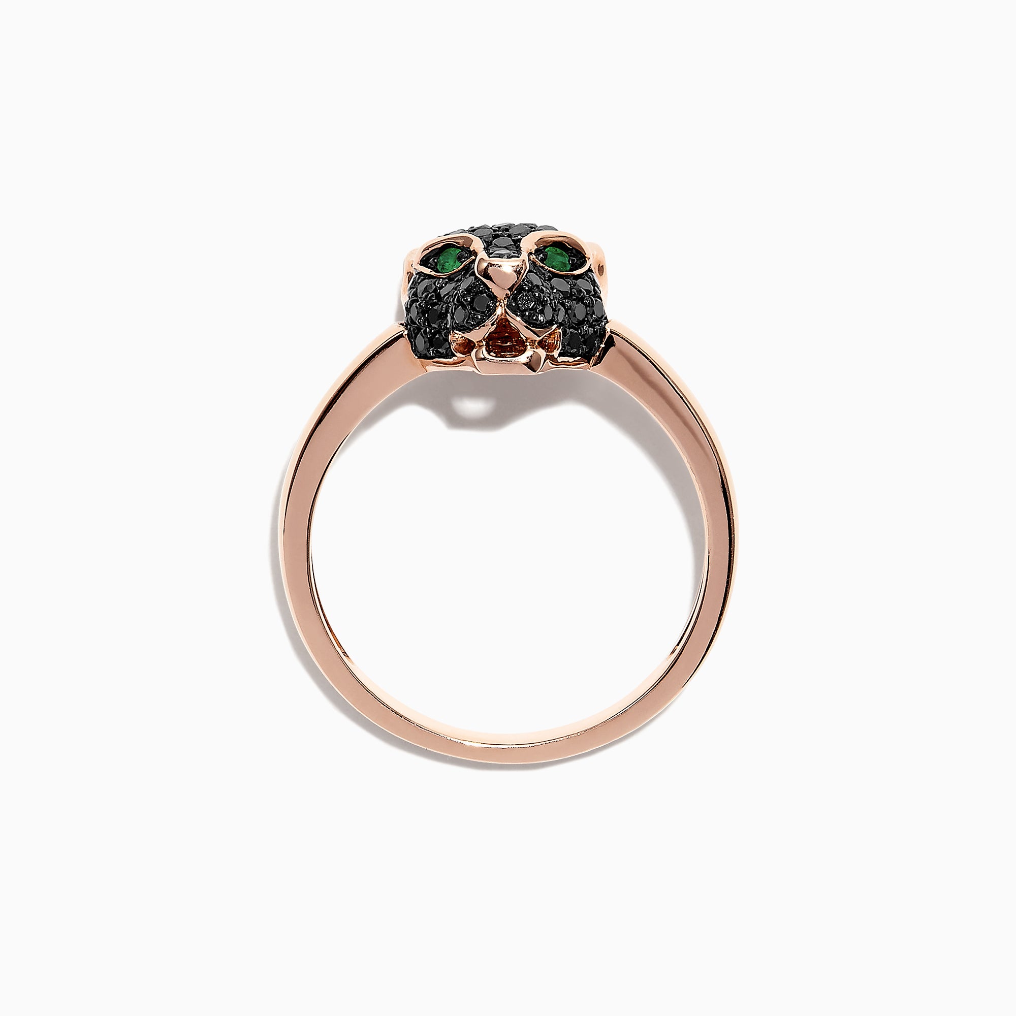Effy Signature 14K Rose Gold Black Diamond & Emerald Mini Ring, 0.46 TCW