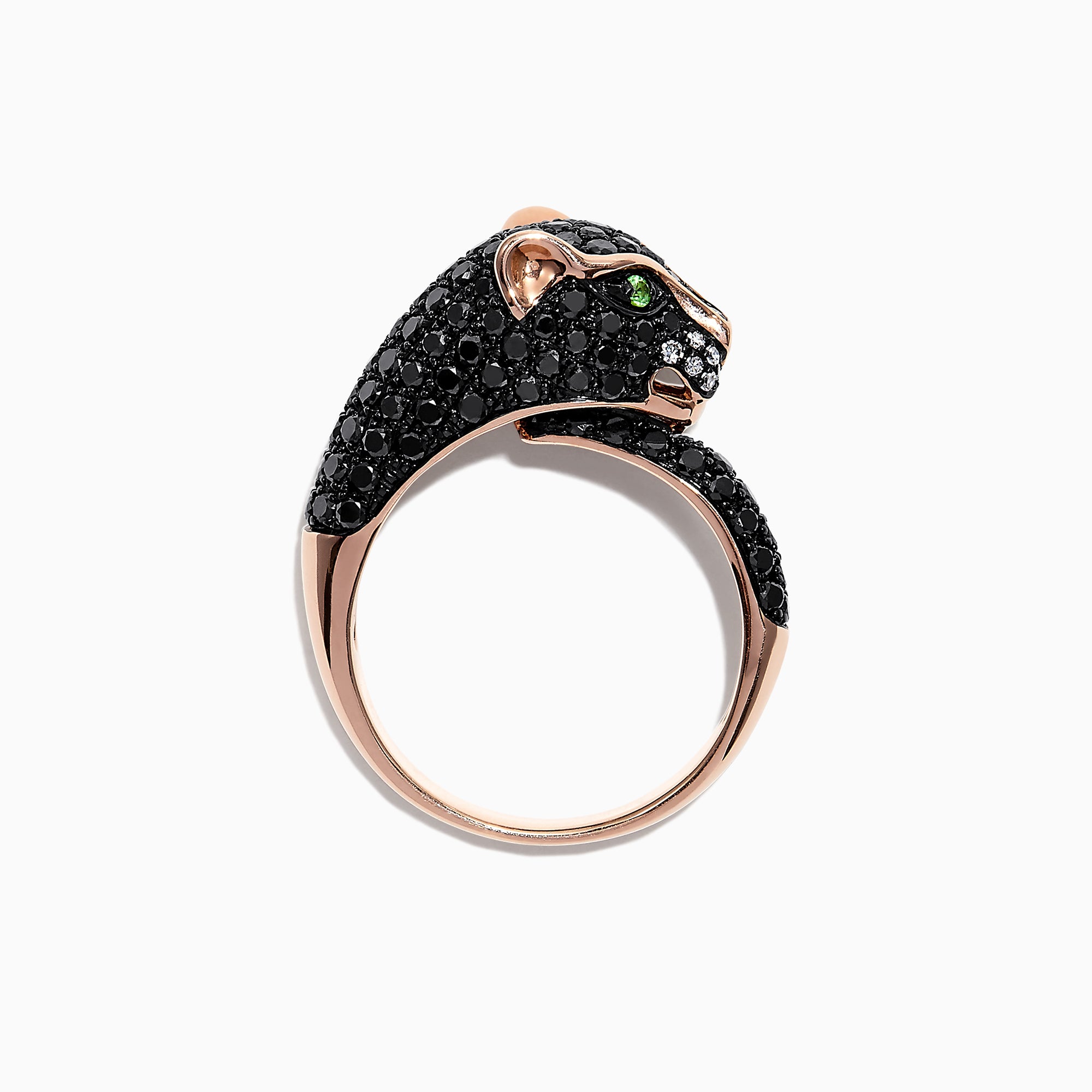 Effy Signature 14K Gold Black Diamond & Tsavorite Panther Ring, 1.75 TCW