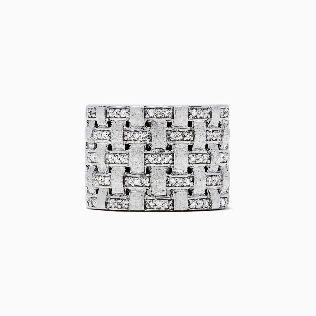 925 Sterling Diamond Basket Weave Ring 0.34 TCW