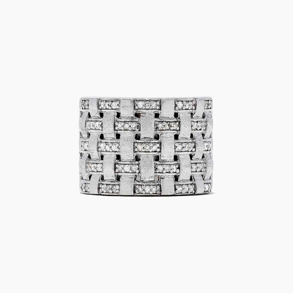 Effy 925 Sterling Silver Diamond Basket Weave Ring, 0.34 TCW