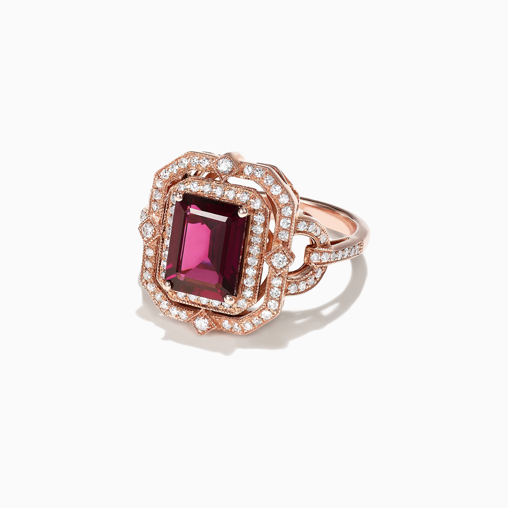 Bordeaux 14K Rose Gold Rhodolite Garnet and Diamond Ring, TCW