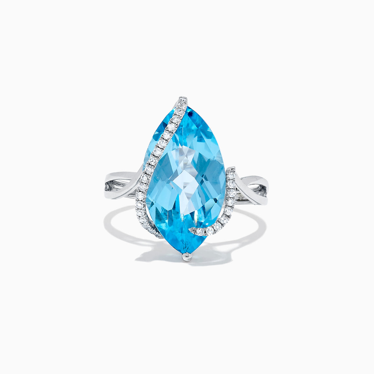 Ocean Bleu 14K White Gold Blue Topaz & Diamond Ring 7.27 TCW