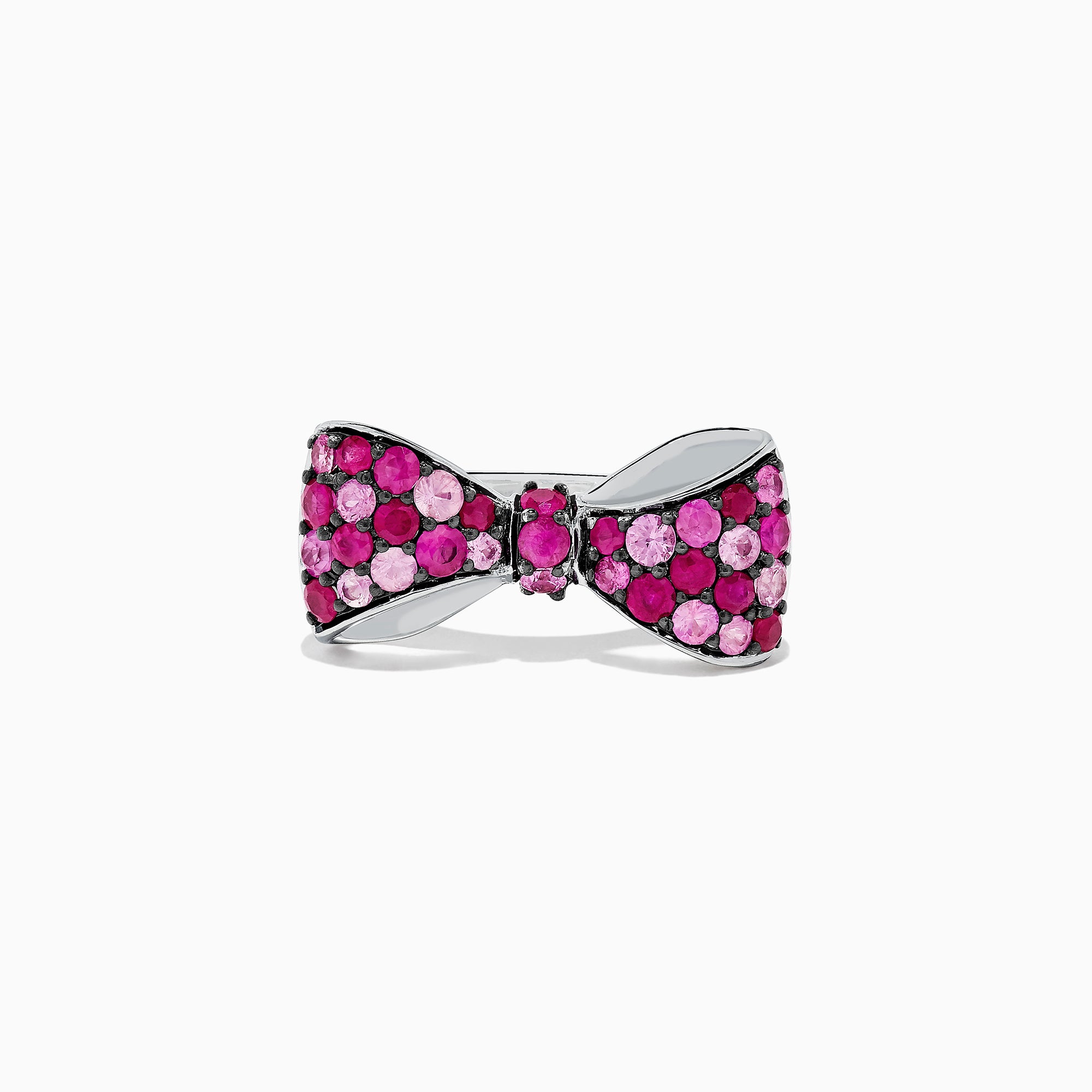 Effy 925 Sterling Silver Ruby and Pink Sapphire Splash Bowtie Ring, 1.80 TCW