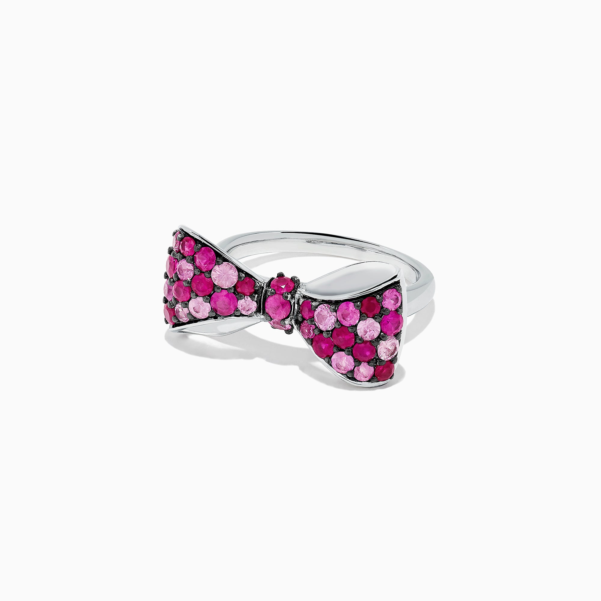 Effy 925 Sterling Silver Ruby and Pink Sapphire Splash Bowtie Ring, 1.80 TCW