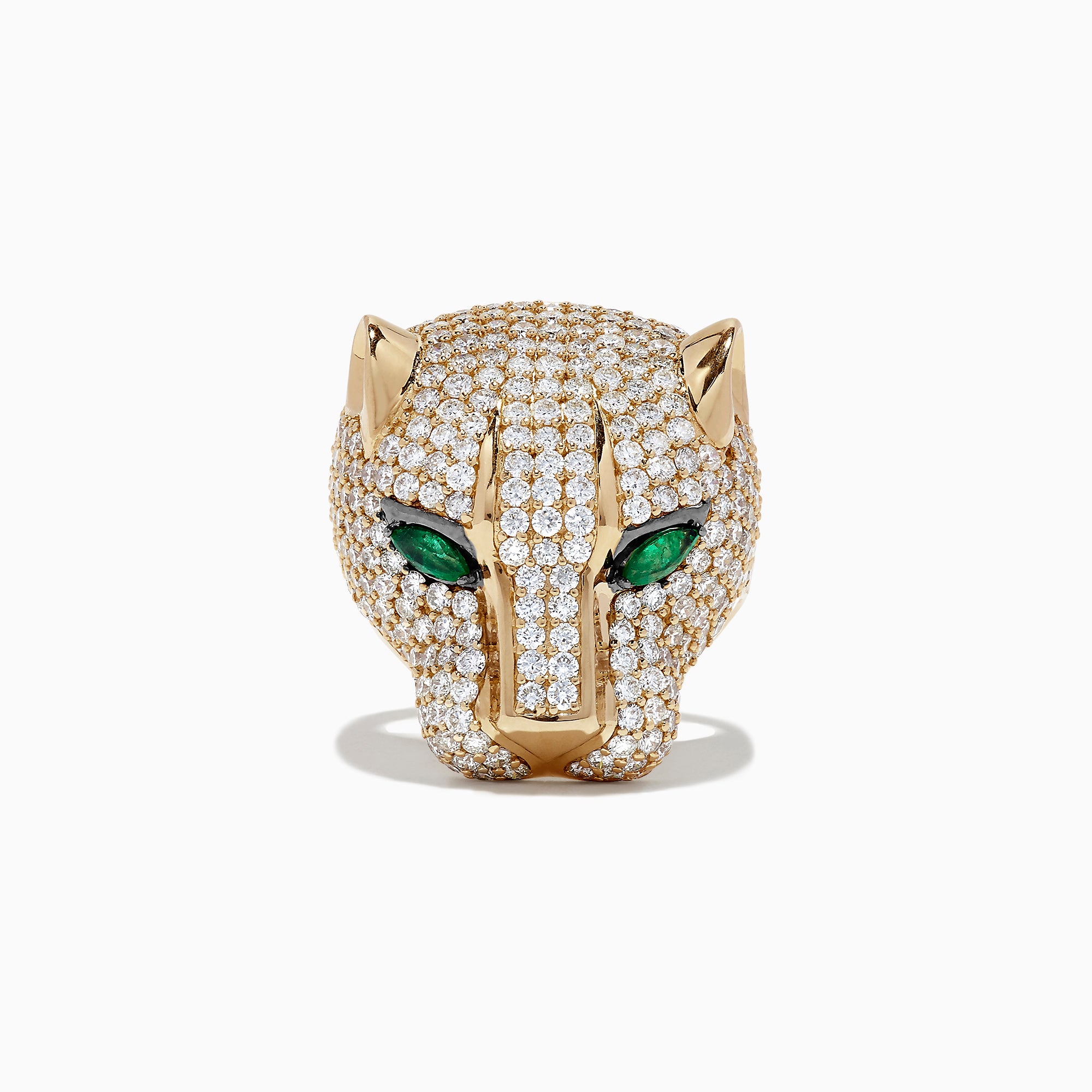 Effy Limited Edition 14K Yellow Gold Diamond Panther Head Ring, 3.80 TCW