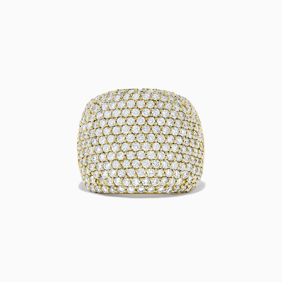 The DOro 14K Yellow Gold Diamond Pave Ring features a cushion shape and 2.41 TCW of sparkling diamonds, beautifully displayed against a plain white background.