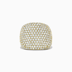 The DOro 14K Yellow Gold Diamond Pave Ring features a cushion shape and 2.41 TCW of sparkling diamonds, beautifully displayed against a plain white background.