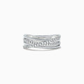 The Pave Classica 14K White Gold Diamond Cross Over Ring features three overlapping wavy bands, two accented with shimmering diamonds (0.29 TCW), for a sophisticated layered look.