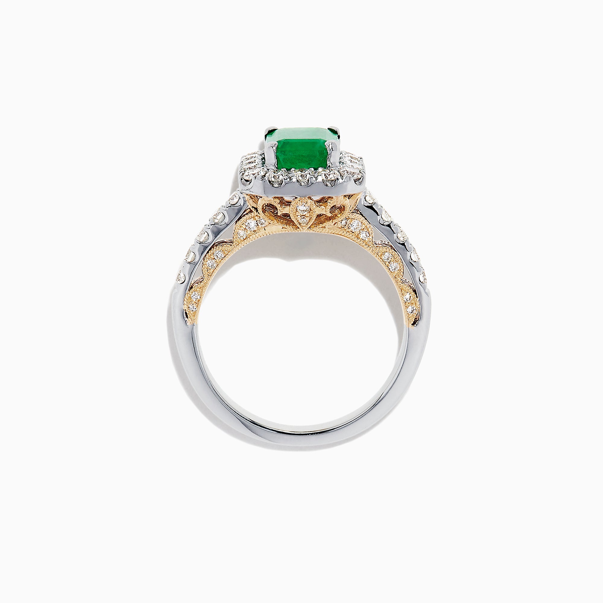 Effy Brasilica 14K 2-Tone Gold Emerald and Diamond Ring, 2.17 TCW