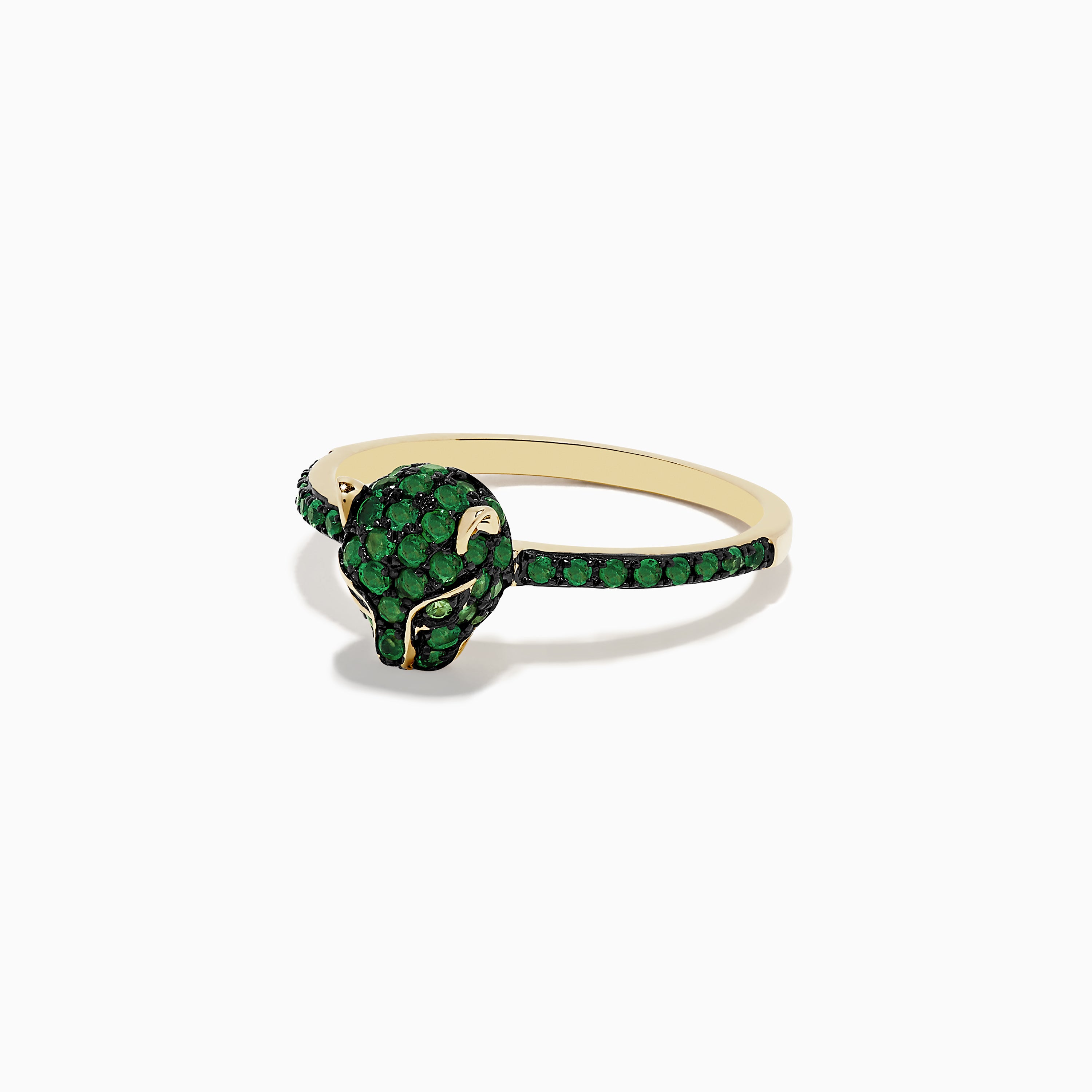 Effy Signature 14K Yellow Gold Emerald and Tsavorite Panther Ring, 0.57 TCW