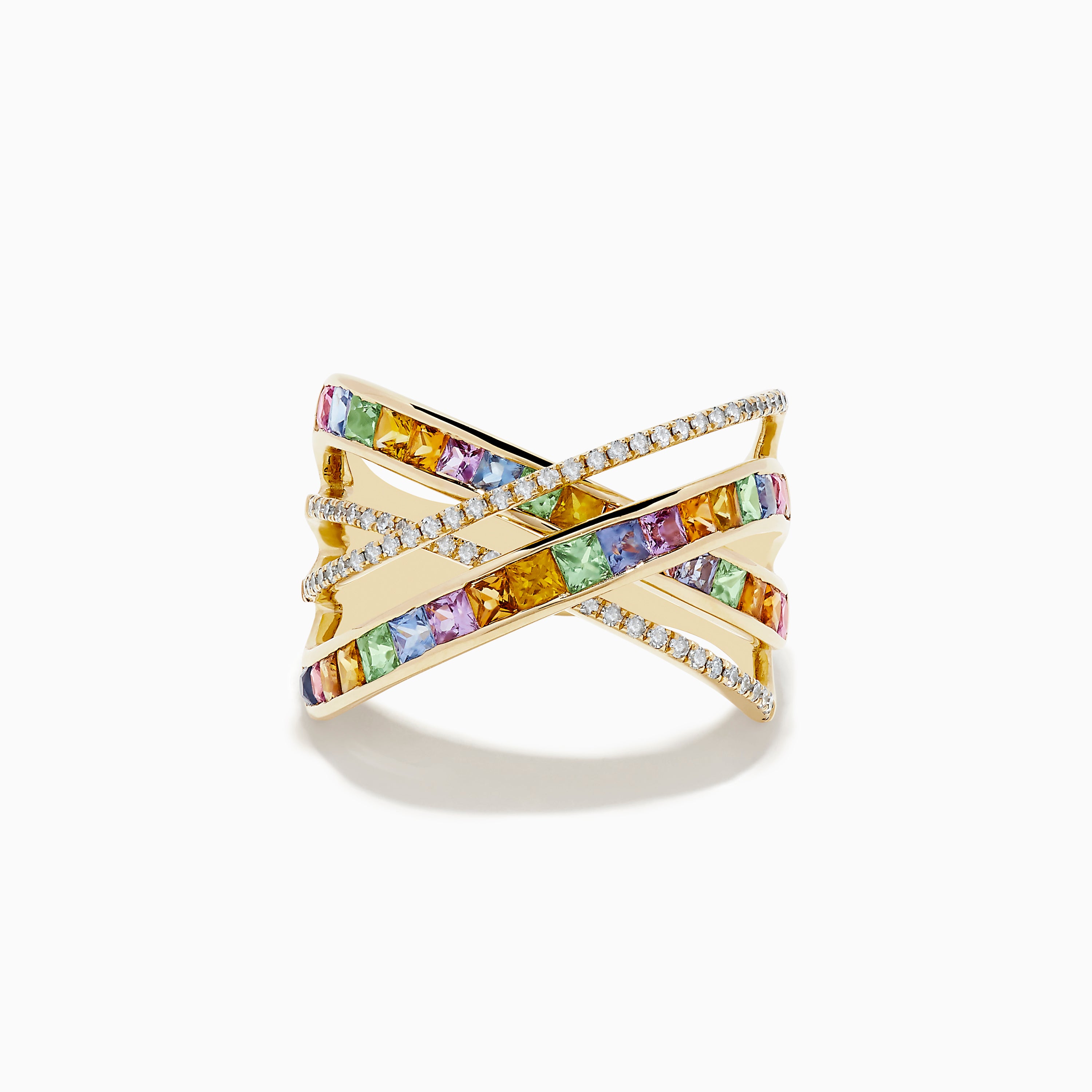 Effy Watercolors 14K Yellow Gold Multi Sapphire Crossover Ring