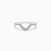 The Pave Classica 14K White Gold Diamond Wedding Band, 0.13 TCW, features a V-shaped design with sparkling round diamonds set along the top of the band.