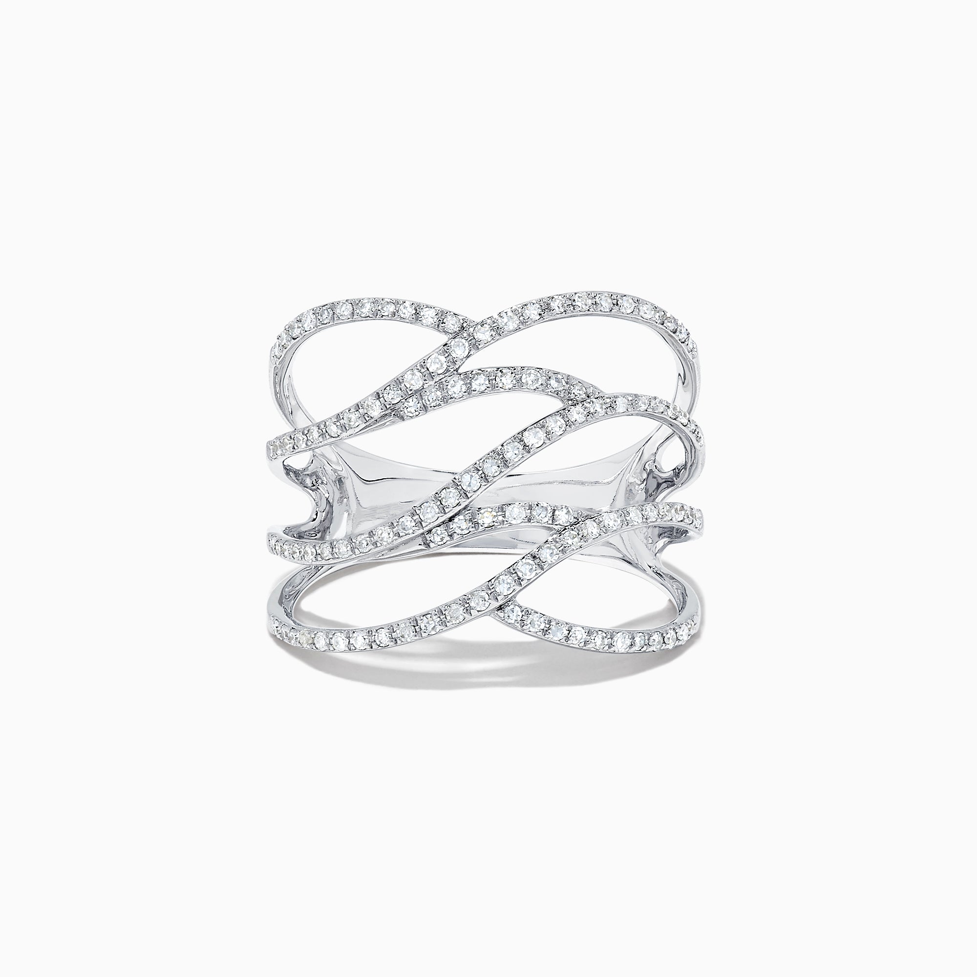 The Pave Classica 14K White Gold Diamond Fashion Ring, 0.43 TCW, features an open interwoven design with sparkling diamonds along the bands, shown against a plain white background.