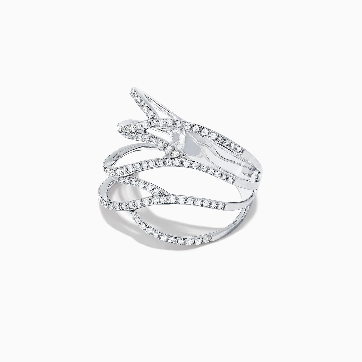 The Pave Classica 14K White Gold Diamond Fashion Ring, 0.43 TCW, features an open interwoven design with sparkling diamonds along the bands, shown against a plain white background.