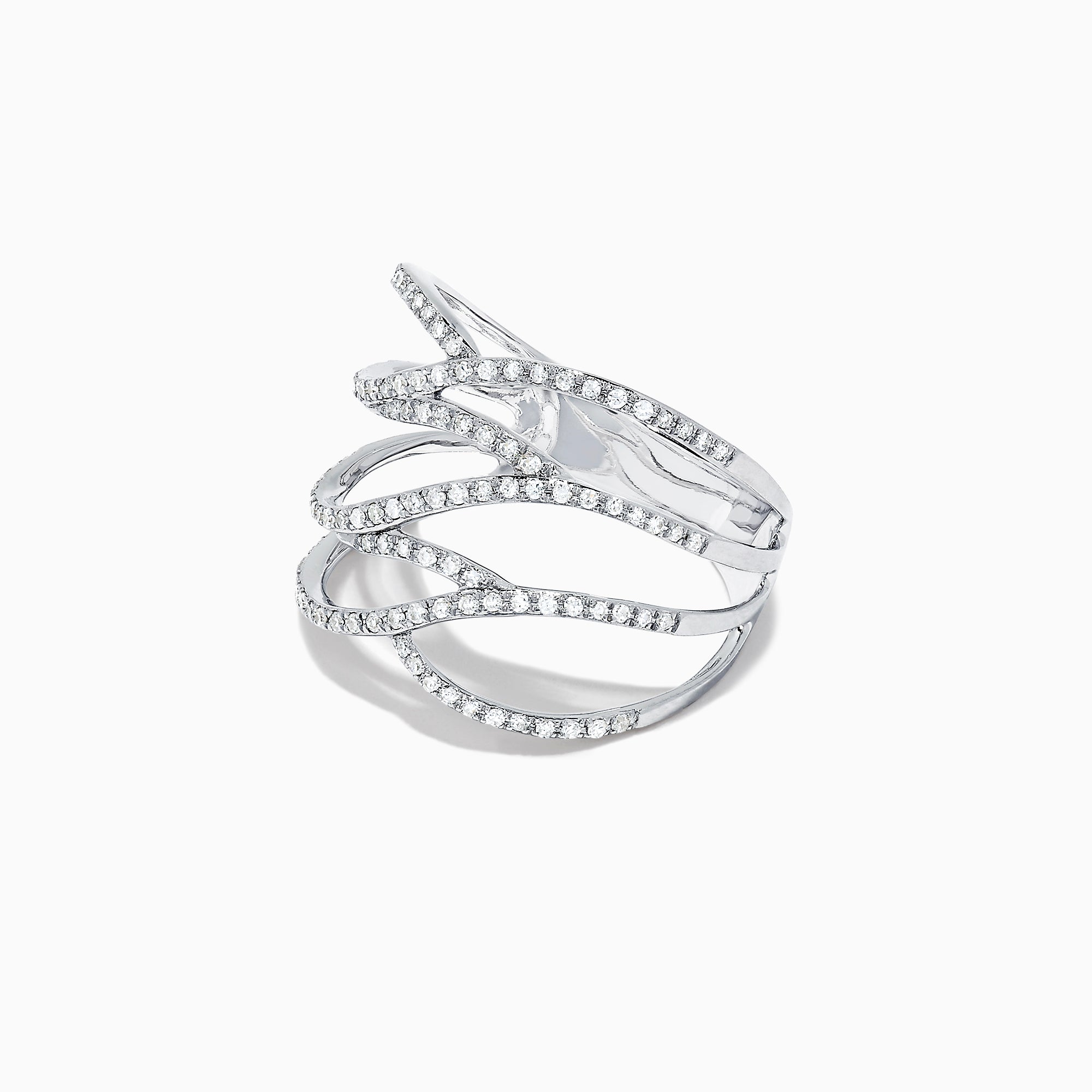 The Pave Classica 14K White Gold Diamond Fashion Ring, 0.43 TCW, features an open interwoven design with sparkling diamonds along the bands, shown against a plain white background.