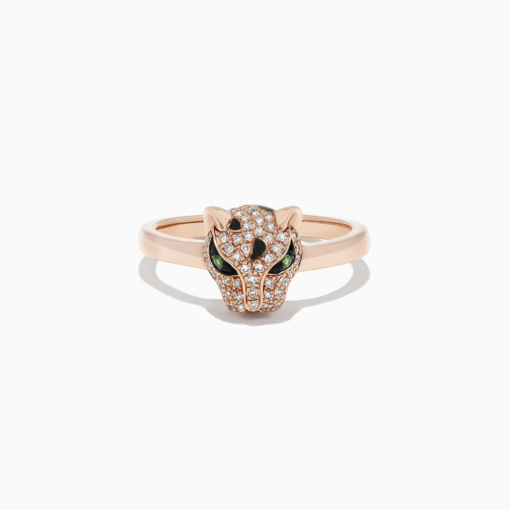 Effy Signature 14K Rose Gold Diamond and Tsavorite Mini Ring, 0.25 TCW