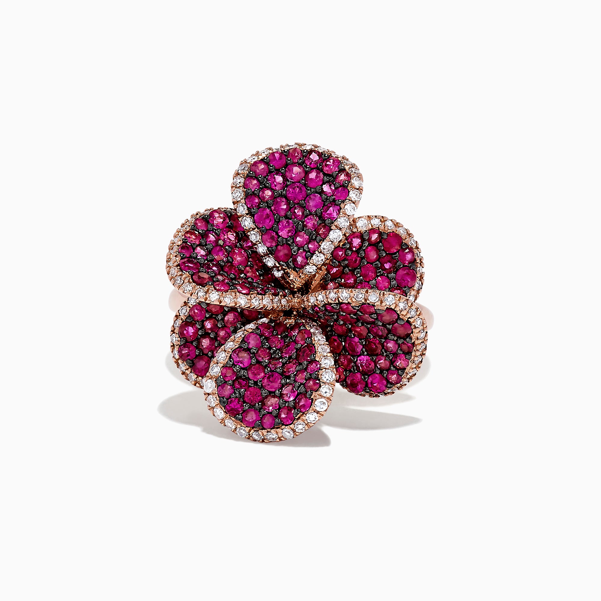 Effy Nature 14K Rose Gold Ruby and Diamond Flower Ring, 2.24 TCW