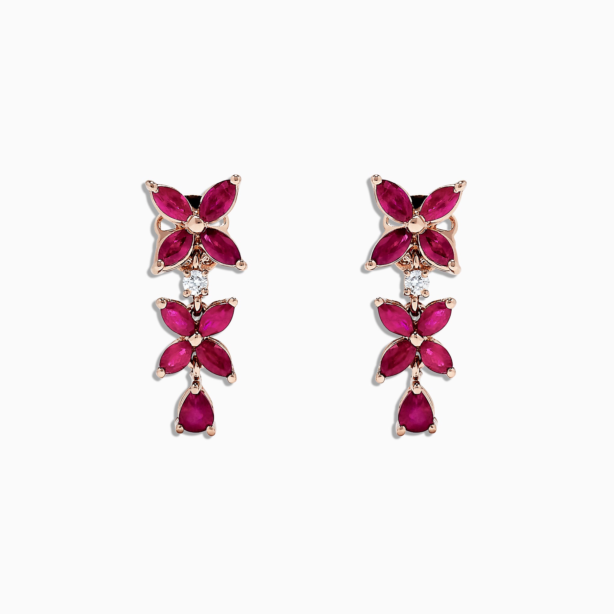 Effy Ruby Royale 14K Rose Gold Ruby and Diamond Earrings, 2.68 TCW