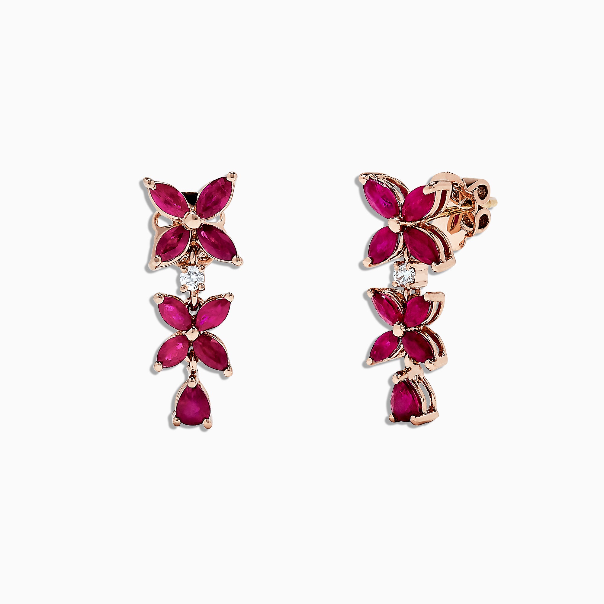 Effy Ruby Royale 14K Rose Gold Ruby and Diamond Earrings, 2.68 TCW