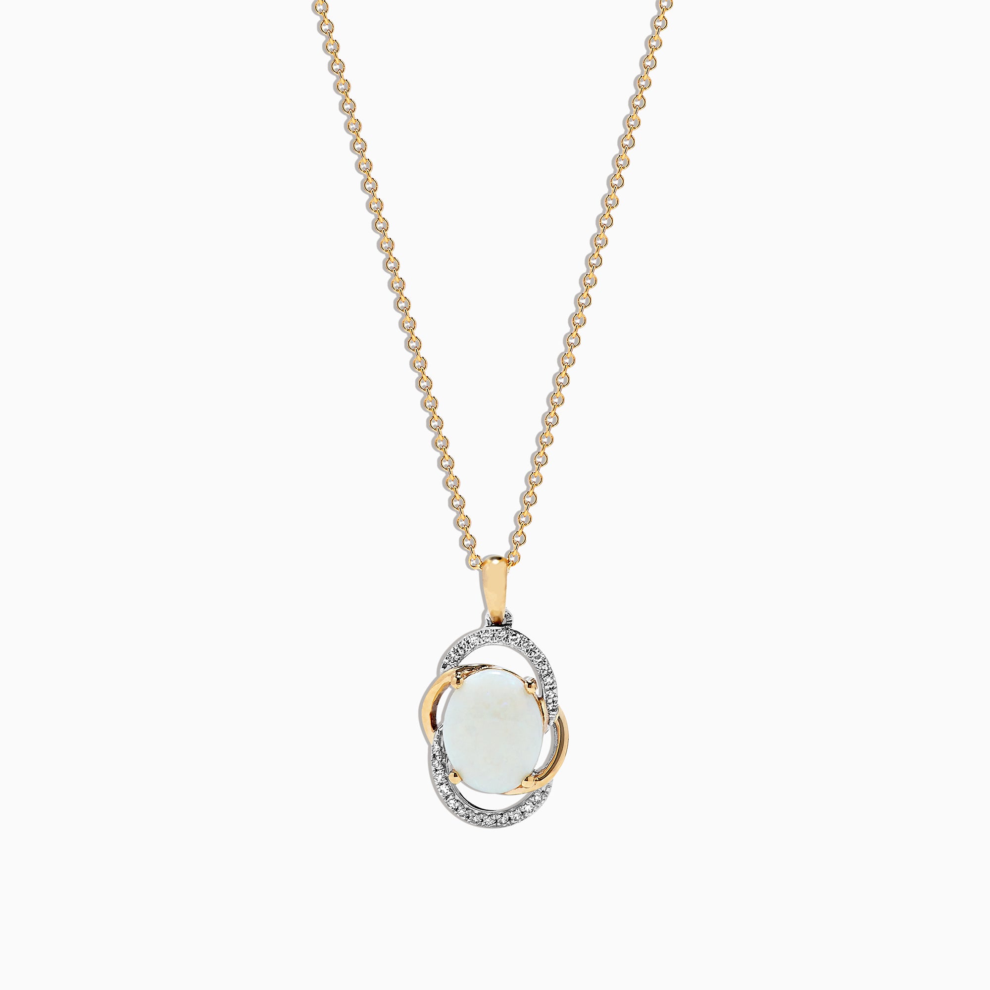 Effy Aurora 14K Two Tone Gold Opal and Diamond Pendant, 1.49 TCW