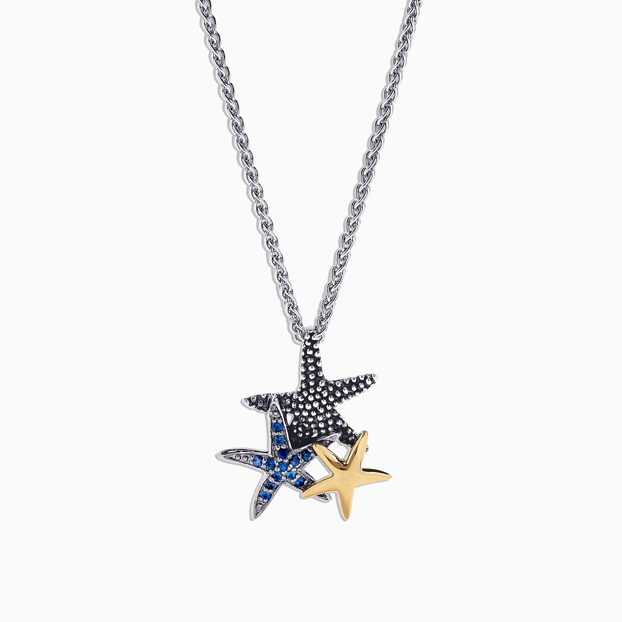 Effy Seaside Sterling Silver Sapphire Starfish Pendant, 0.15 TCW