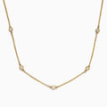 The DOro 14K Yellow Gold 18 Diamond Station Necklace (0.21 TCW) features five round bezel-set diamonds spaced along the front and is shown on a white background.