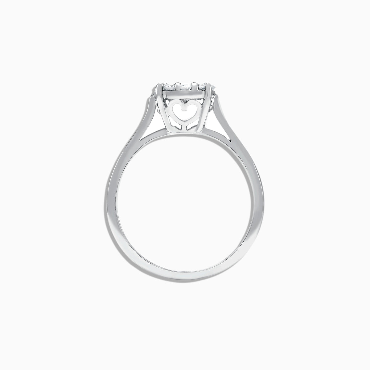 The Bouquet 14K White Gold Diamond Cluster Ring, 0.51 TCW, showcases a brilliant round center diamond framed by a halo of smaller diamonds, beautifully presented against a plain white background.