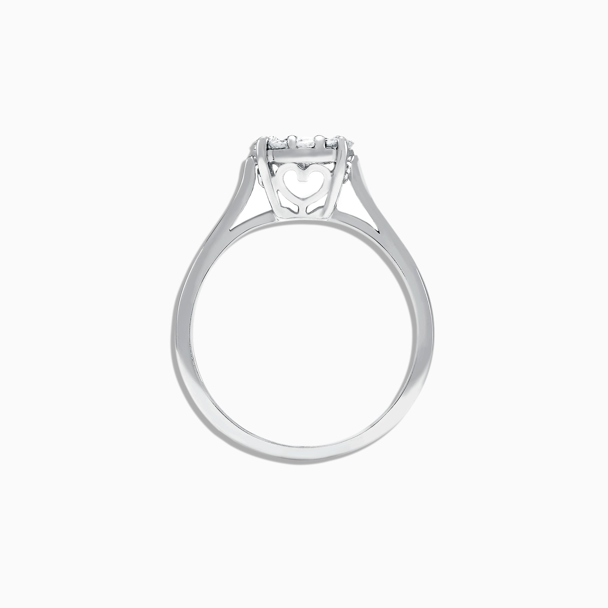The Bouquet 14K White Gold Diamond Cluster Ring, 0.51 TCW, showcases a brilliant round center diamond framed by a halo of smaller diamonds, beautifully presented against a plain white background.