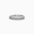 The Pave Classica 14K White Gold Diamond Band Set, 0.36 TCW, showcases two rows of brilliant pave-set diamonds on gleaming white gold, elegantly displayed against a plain white background.