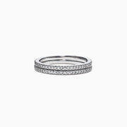 The Pave Classica 14K White Gold Diamond Band Set, 0.36 TCW, showcases two rows of brilliant pave-set diamonds on gleaming white gold, elegantly displayed against a plain white background.