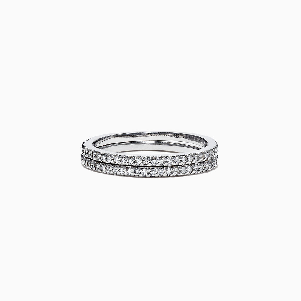 Effy Pave Classica 14K White Gold Double Band Diamond Ring, 0.36 TCW