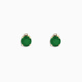 The 14K Yellow Gold Solitaire Round Emerald Stud Earrings, 1.62 TCW, feature brilliant round emeralds in yellow gold prongs, displayed on a white background for a timeless and elegant Effy Jewelry look.