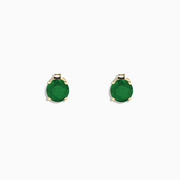 The 14K Yellow Gold Solitaire Round Emerald Stud Earrings, 1.62 TCW, feature brilliant round emeralds in yellow gold prongs, displayed on a white background for a timeless and elegant Effy Jewelry look.
