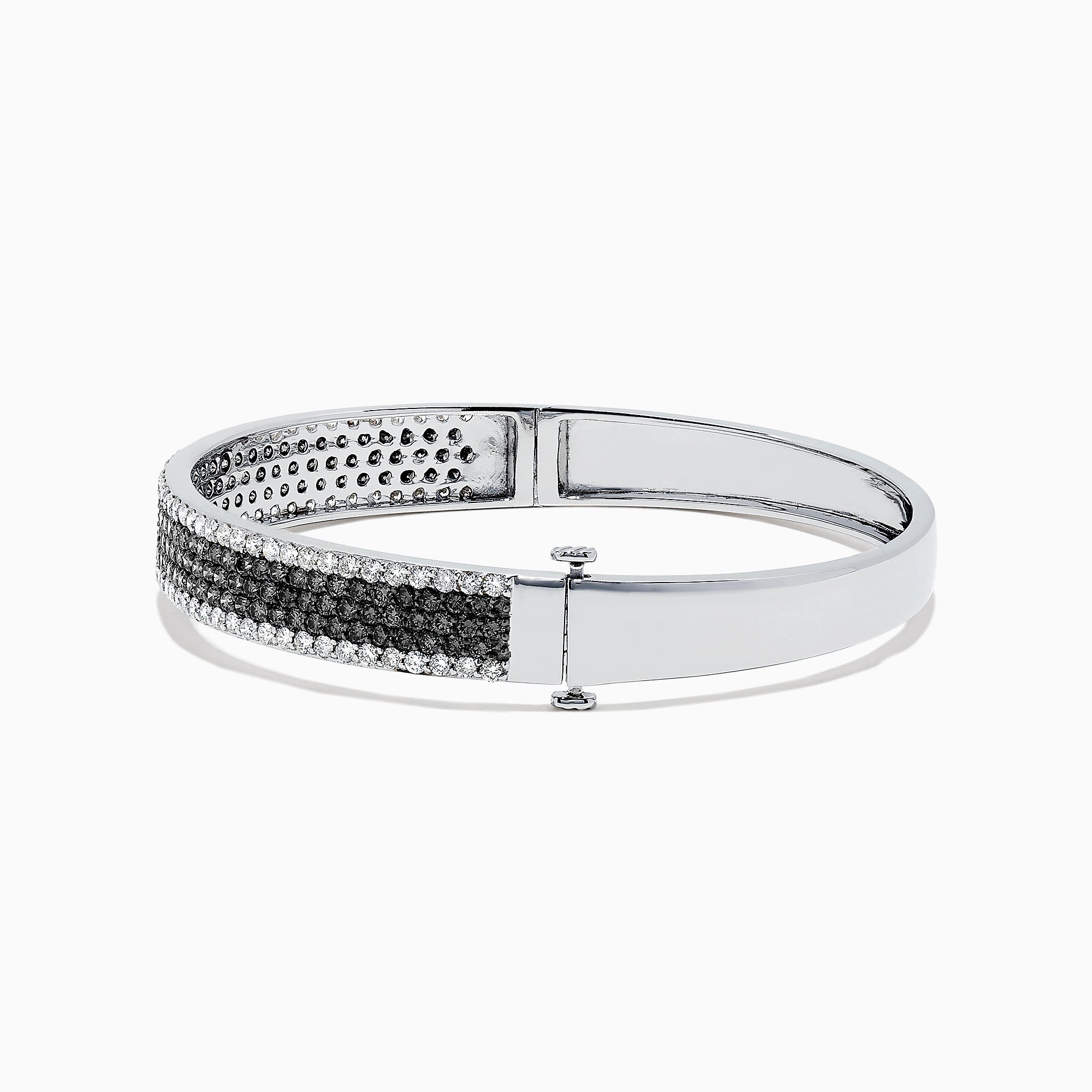 14K White Gold Black and White Diamond Bangle, TCW