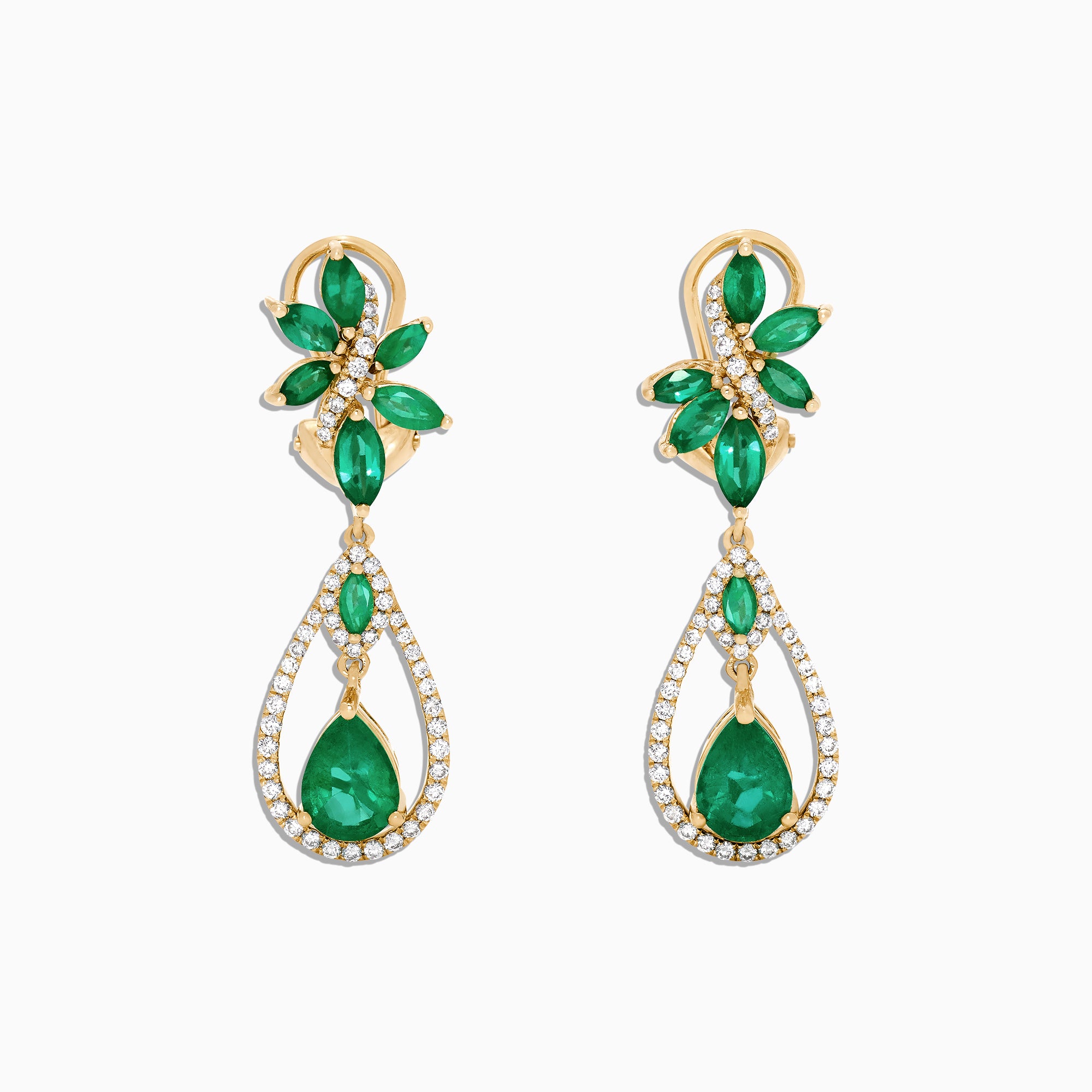 Effy Brasilica 14K Yellow Gold Emerald and Diamond Earrings, 4.62 TCW